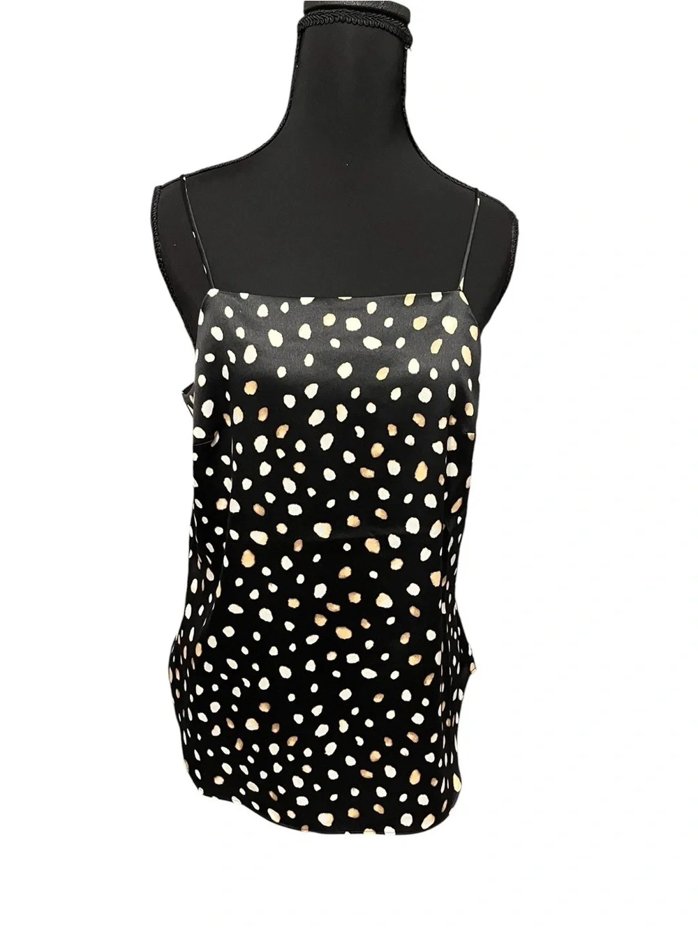 Ann Taylor Black Satin Leopard Cami Size XS